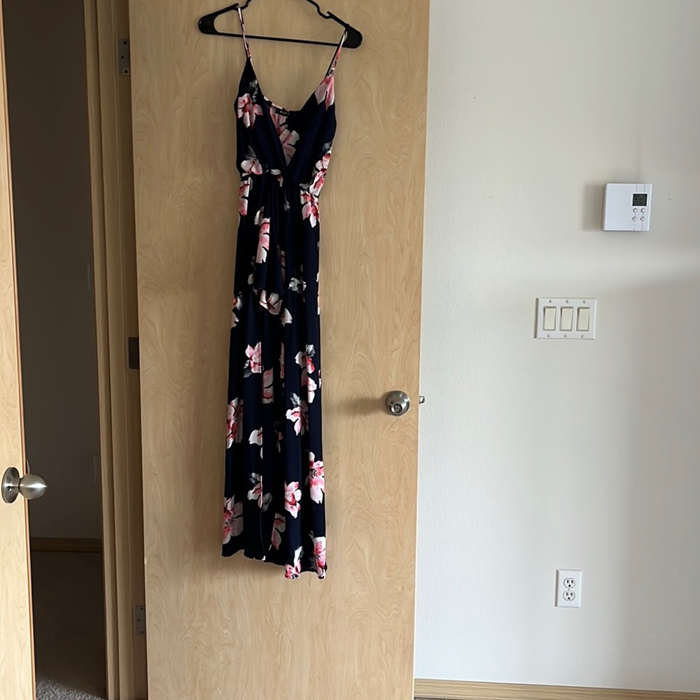 Boho backless floral maxi dress with shorts